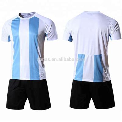 China Customized Mens Blue and White Plain Striped Soccer Jersey for sale