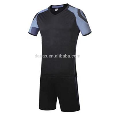 China Black Sports Jersey New Model Football Club Designs Soccer Uniform Set for sale