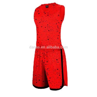 China Customized Logo Printing Basketball Jersey Uniform Design Color Red for sale