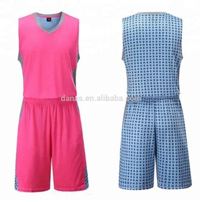 China Factory wholesale cheap reversible basketball uniforms red and blue for sale