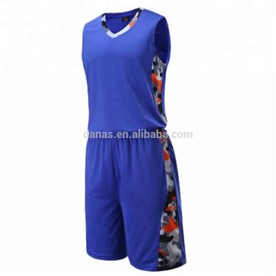 China Hot sale fashion quick dry polyester blue basketball jersey with customized pattern for sale