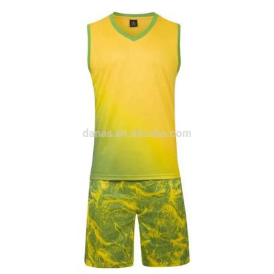 China Custom fashion sublimation basketball jersey uniform design color yellow for sale