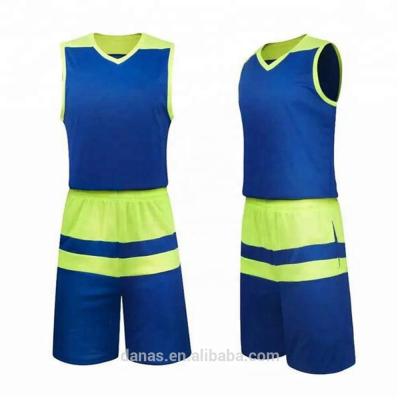 China Cheap Custom Blank Basketball Jersey Uniform Design Color Blue With Green for sale