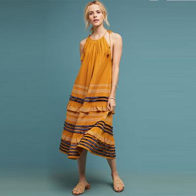 China Volante caliente de las mujeres de la moda de la venta otro maxi vestidos con tirante y espalda descubierta atractivos de las señoras del verano del vestido en venta