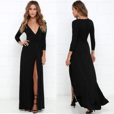 Chine Longues robes simples sexy de noir pour des filles à vendre