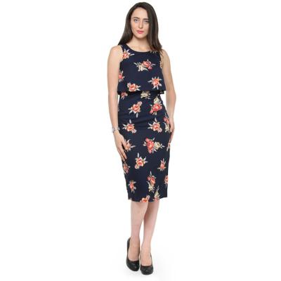 China Elegant Work Wear Printed Dress Women With Sleeveless for sale