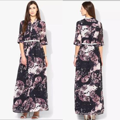 China long sleeve newest design coloured maxi dress for sale