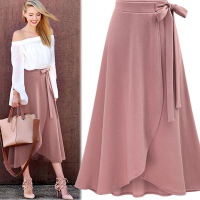 China Trending Pink Elegant Maxi Skirt with Belt for sale