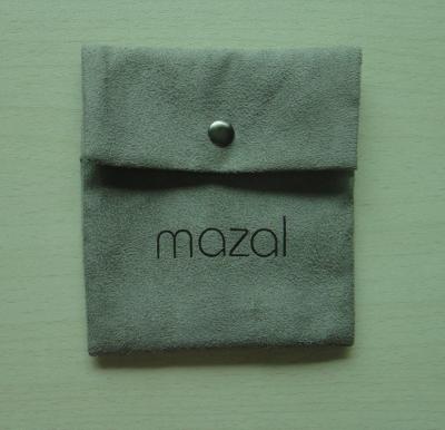 China Personalized mock-stitch small handmade grey suede fabric gift pouches bag for cosmetics for sale