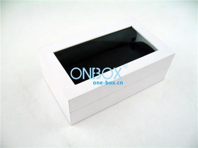 China Customized White Luxury packaging boxes with window / plastic Mens watch box for sale