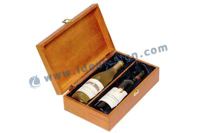 China Pine Bar Wooden Wine Gift Boxes CYMK Silk Printing For 2 Bottles Wine Packaging for sale