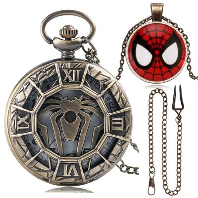 China Antique New Arrivals Analog Pendant Necklace Mens Womens Pocket Watches Gift Box Quartz Bronze Spider Pocket Watch for sale