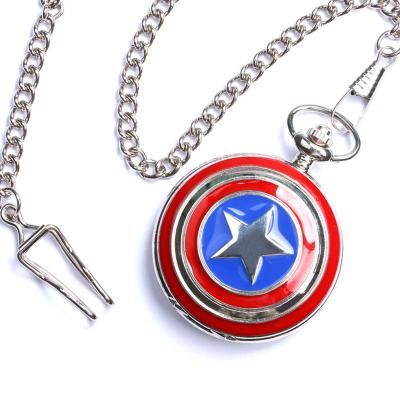 China Antique Captain Star Shield Relogio De Bolso Pendant Pocket Watch With Necklace Chain for sale