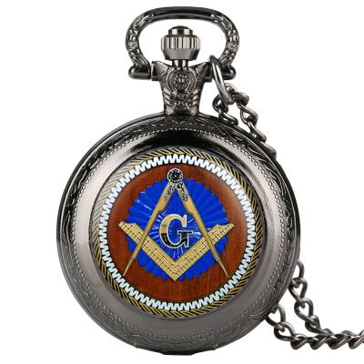 China Best Antique Gifts for Freemason Chrome Square and Freemason Masonic Pocket Watch Mason Retro Necklace Pendant Quartz Compass for sale