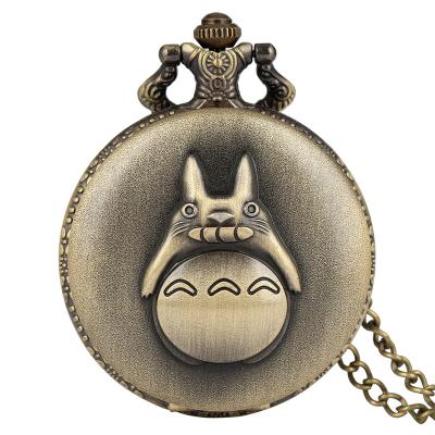 China Vintage Antique Bronze Quartz Clock Japan Anime Cartoon FOB Pocket Watch For Student Kids for sale