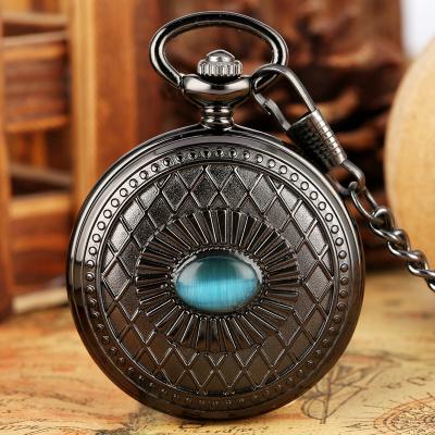 China Fashion Ebay Most Beautiful Unique Skeleton Blue Eye Pendant Skeleton Manual Cheapest Mechanical Pocket Watch Watch With Tourbillon for sale