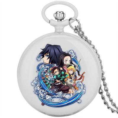 China Japan Anime Clockwork Pendant Reloj De Bolsillo Custom Photo Demon Slayer Quartz Pocket Watches Pocket Watches With Necklace Chain For Cosplay for sale