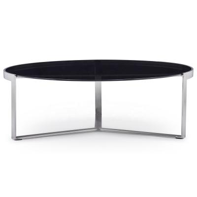 China Customized Black Glass Base Luxury Hotel Table TOP Stainless Steel Dining Table Hotel Coffee Table for sale