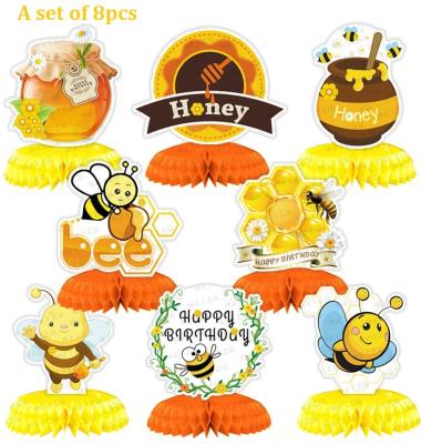 China Cute Bee Honey Themed Decorations Honeycomb Party Supplies for Baby Shower Birthday Party for sale