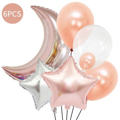 China Styles Wholesale Party Decorations Moon Star Foil Balloon Latex Balloon Set For Wedding Valentine's Day Birthday for sale