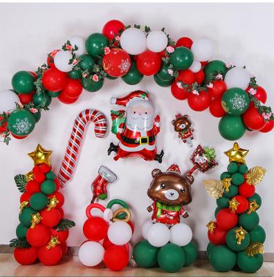 China Festival Decoration Merry Christmas Party Selection Red Green and White Decorations Luxury Balloon Set Santa Claus Bear Candy Cane Gift Foil Balloons for sale