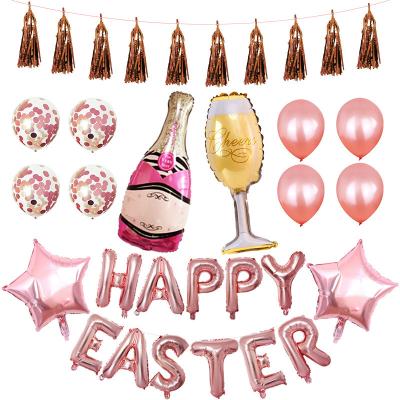 China Popular Fashion Happy Easter Party Decoration Supplies Balloon Set With Decorative Balloons Banner for sale