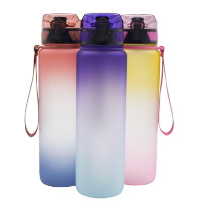 China Shenzhen Manufacturer Sustainable Motivational Water Bottle Sports Eco Friendly Plastic Tritan Drink Water Bottle For Fitness 32oz for sale