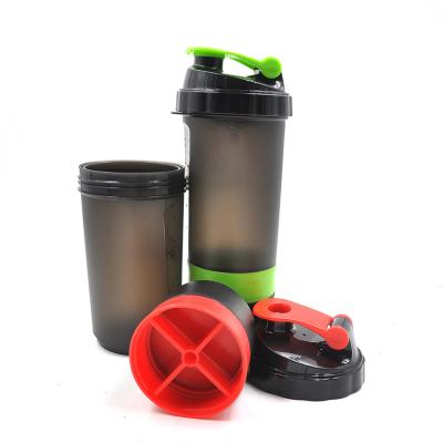 China Wholesale Viable Protein Shaker Bottle pp Bpa Free Plastic Shaker Cup With Three Layer BSCI Ratio for sale