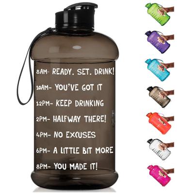 China 2.2L Eco-Friendly Half Gallon Water Bottle Eco-Friendly Wide Mouth With Handle BPA FreMotivational Water Bottle With Time Marker for sale