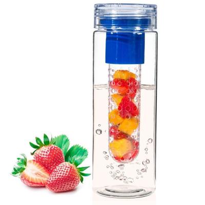 China Free Sample 750ml Tritan Sustainable Fruit Water Bottle With Infuser Bpa Free Lemon Eco Friendly Plastic Water Bottle For Sports for sale