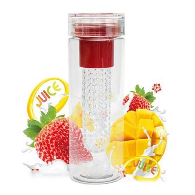 China Sustainable Bpa Tritan Free Plastic Water Bottle 750ML With Long Infuser Basket Fruit Infuser Water Bottle With Sleeve , Cleaner Brush for sale