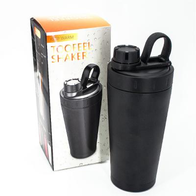 China Viable Free Protein Shaker Bottle For Sports Drinking 600ml Food Grade Fitness Bpa Double Wall Vacuum Flask 304 Stainless Steel for sale