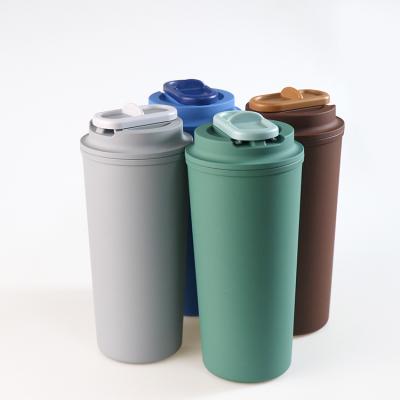 China Reusable Coffee Cup Doubles Wall 500ml PP Sustainable Wholesale Plastic Travel Cups With Lids Silicone Straw for sale