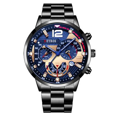 China Auto Date Men'S Creative Mechanical Version Six Needle Watch Alloy Steel Band Men'S Quartz Watch for sale