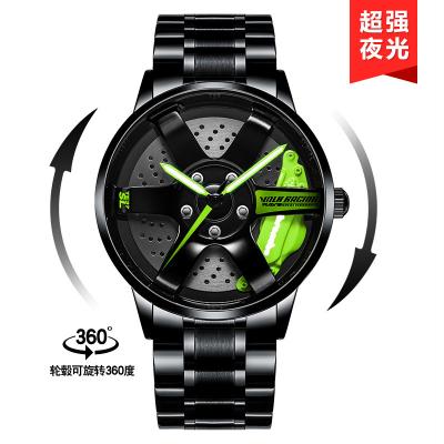 China Auto Date Drop Shipping Official Rim Watch High Quality Wholesale Spinng Watches Quartz Spinning Waterproof Wrist Car Wheel Watch Rotate for sale