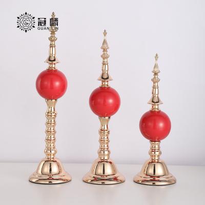 China High Quality Metal Table Decoration Metal Candle Holder Beautiful Metal Votive Red Ball Candle Holders for sale