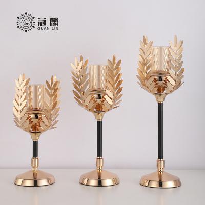 China Home Decoration Furniture Glass Candlestick Holder Crystal Furniture Candlestick Holder Metal for sale