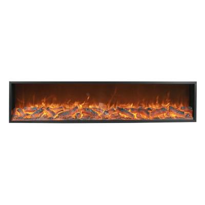 China 3000MM Recessed Electric Fireplace Indoor Decorative With Resin Wood Fire for sale