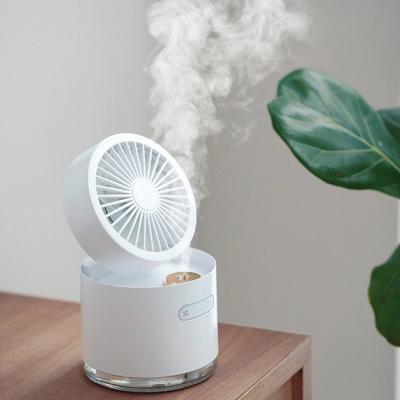 China New Small Home Appliance Night Light Desktop Fans Cool Water Spray Fan USB Rechargeable Portable Mini Ultrasonic Humidifier for sale