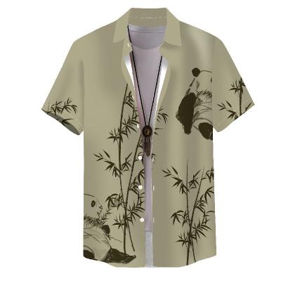 China Breathable Polyester Custom Button All Over Print Shirt Chinese Style Printed Hawaian Shirt Men for sale