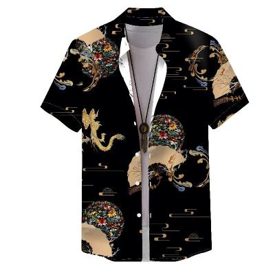 China New Design Men's Breathable Summer Casual Floral Plus Size Printed Short Sleeve Shirts Chinese Style for sale