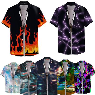 China Wholesale Men's Breathable 3d Pattern Awesome Short Sleeve Button Down Hawaiian Shirt Tropical Beach Shirts for sale