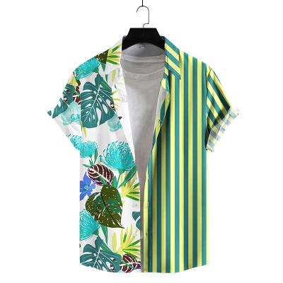 China Wholesales Logo Patchwork Mens Summer Fashion Print Breathable Custom Hawaiian Shirt Sublimation Shirts For Men for sale