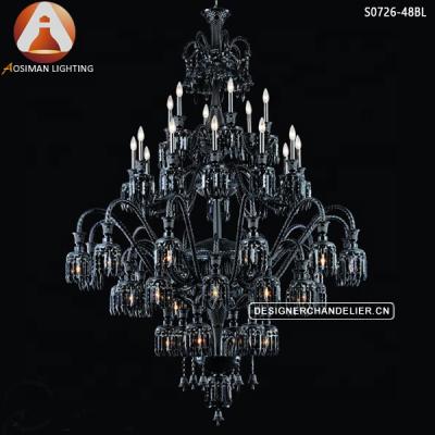 China Mid Century 48 Chandelier Lightweight Black Crystal For Interior Decoration for sale