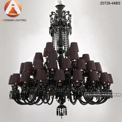 China 48 Modern Big Black Crystal Chandelier Lamp with Shade for sale