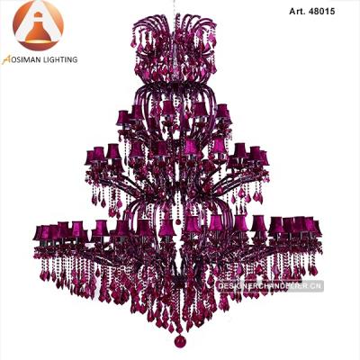 China Large Contemporary Maria Theresa Crystal Chandelier With Purple Shades for sale