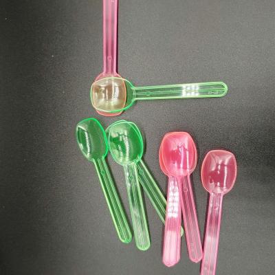 China Disposable multi-colors such as pink orange green color plastic spoons or flavor scoops or ice cream scoops for sale