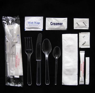 China Disposable transparent white black disposable tableware and plastic cutlery set for sale