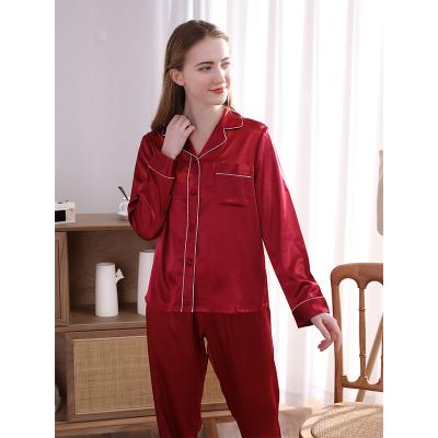 China QUICK DRY Long Sheath Pajamas Silk Women's Satin Sleepwear for sale