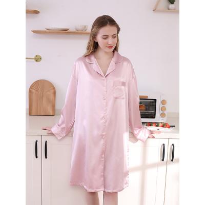 China High Quality QUICK DRY Solid Color Chiffon Satin Nightgown Nightgown With Piping For Women for sale